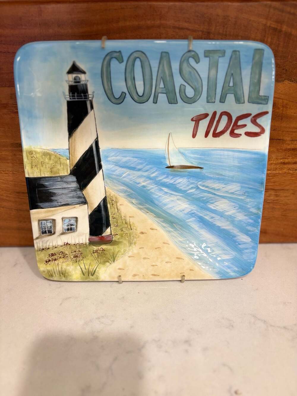 Certified International Coastal Tides Square Plate by Kate McRostie
